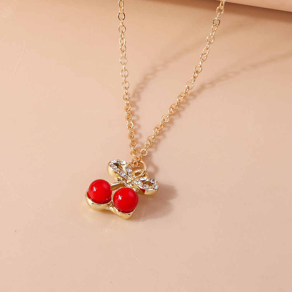 Aihua Mooie Gouden Kleur Wijn Rode Kers Hanger Ketting Voor Vrouwen Persoonlijkheid Ketting Bruiloft Sieraden Verjaardagscadeautjes: Donker Goud