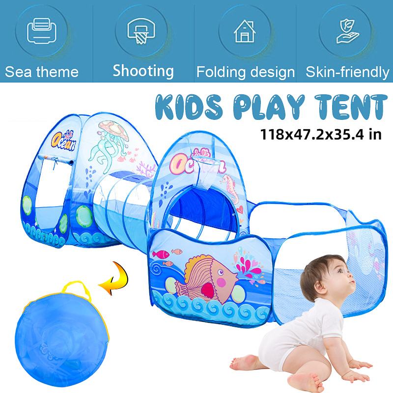 3 In 1 Draagbare Kinderen Tent Speelgoed Bal Zwembad Oceaan Kinderen Tenten Kruipen Tunnel Pool Ball Pit Baby Tenten house Kids Tent