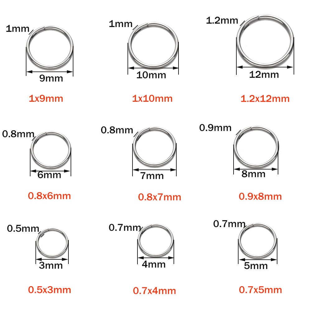 100-200 szt. 4/5/6/78/9/10mm pierścienie ze stali nierdzewnej otwarte pierścienie z pierścieniem dzielonym do DIY elementy do wyrobu biżuterii artykuły hurtowe: L