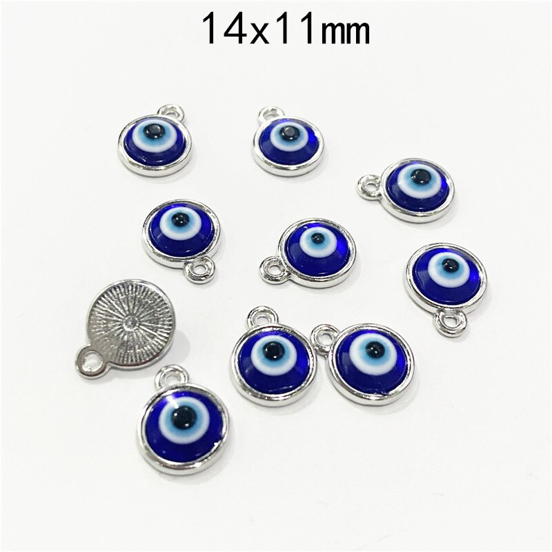 10 Stuks Leuke Mini Hars Turkse Evil Eye Charms Lucky Demon Oog Ketting Hangers Diy Accessoire Voor Sieraden Maken