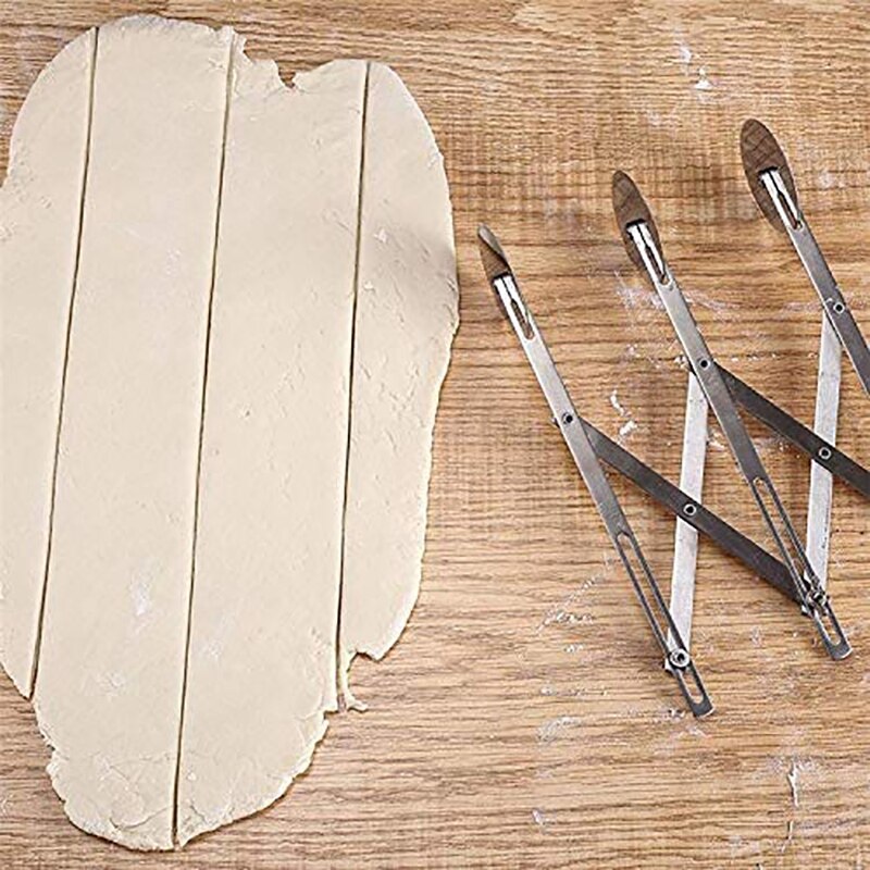 3 Wheel Pastry Cutter Pizza Cutter, Stainless Steel Expandable Pizza Slicer Multi-Round Pastry Knife Baking Cutter