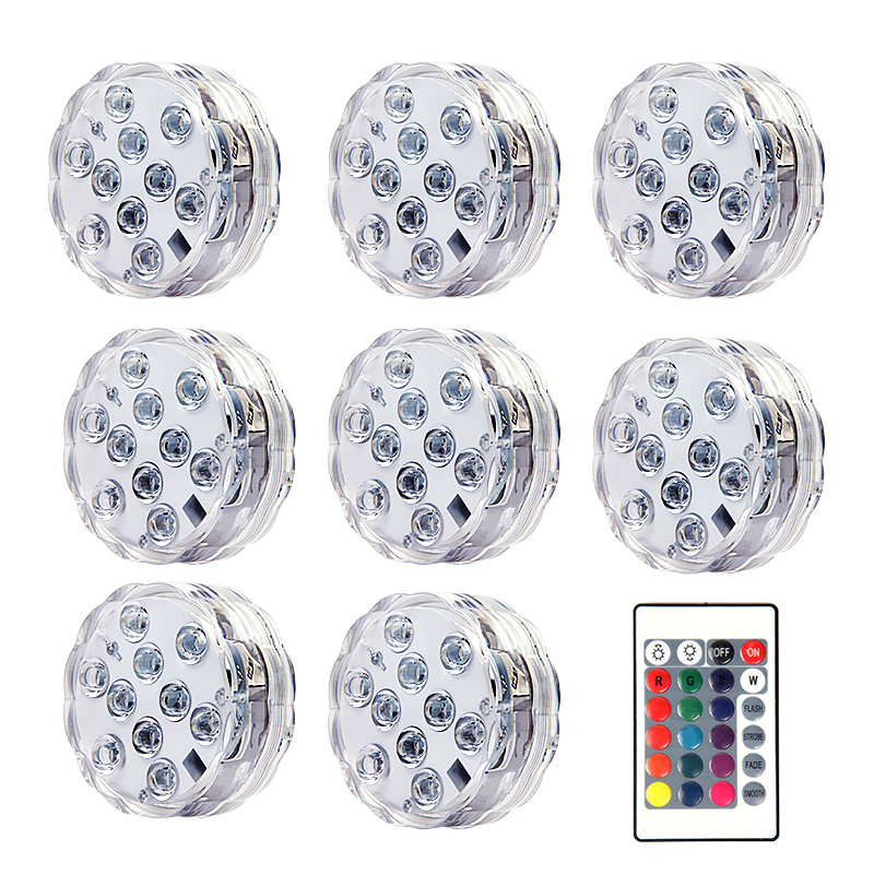 Lampe de Nuit Sous-marine à 10LED RGB SubSN, Luminaire à Piles, Idéal pour un Jardin, une Piscine, un Vase ou une ixde Mariage: Blanc froid