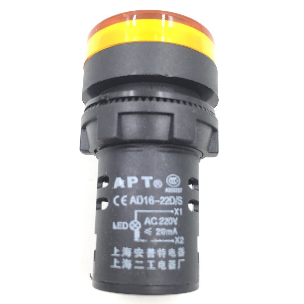 2 stücke AC 220 v Elektrische Schaltung Gelb LED-anzeige Pilot Licht