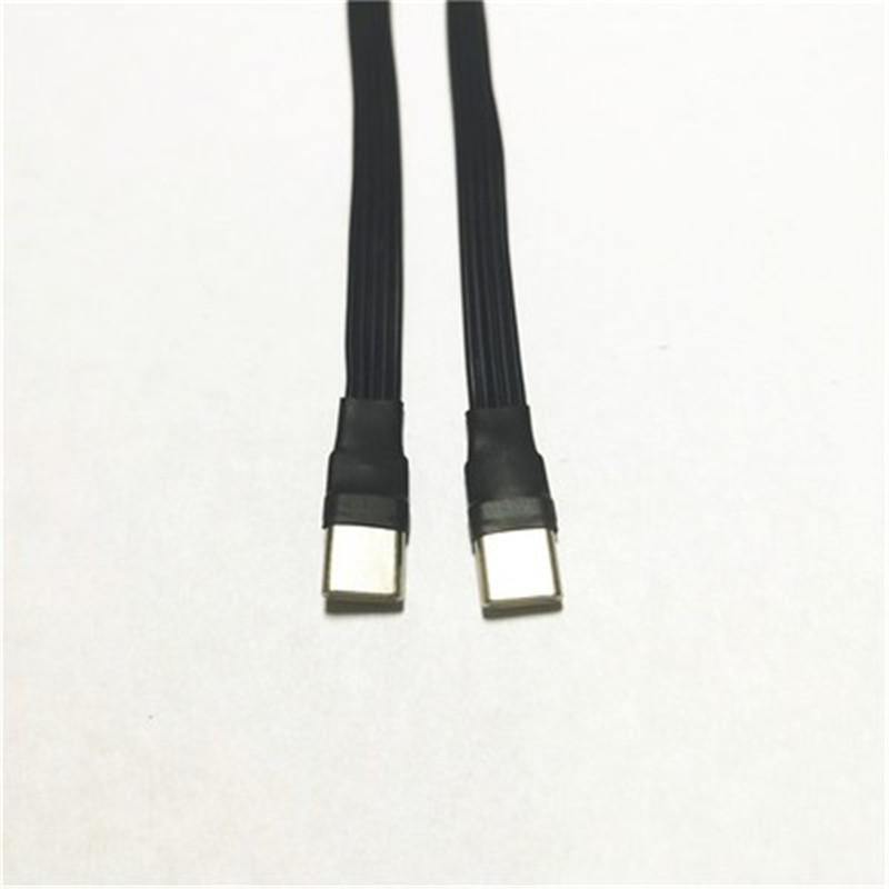 USB-C tipo C macho arriba abajo en ángulo de 90 grados a USB C tipo c Cable de datos hembra Cable plano USB tipo c 0,2 m/0,5 m/1m/1,5 m: Naranja / 0,8 m
