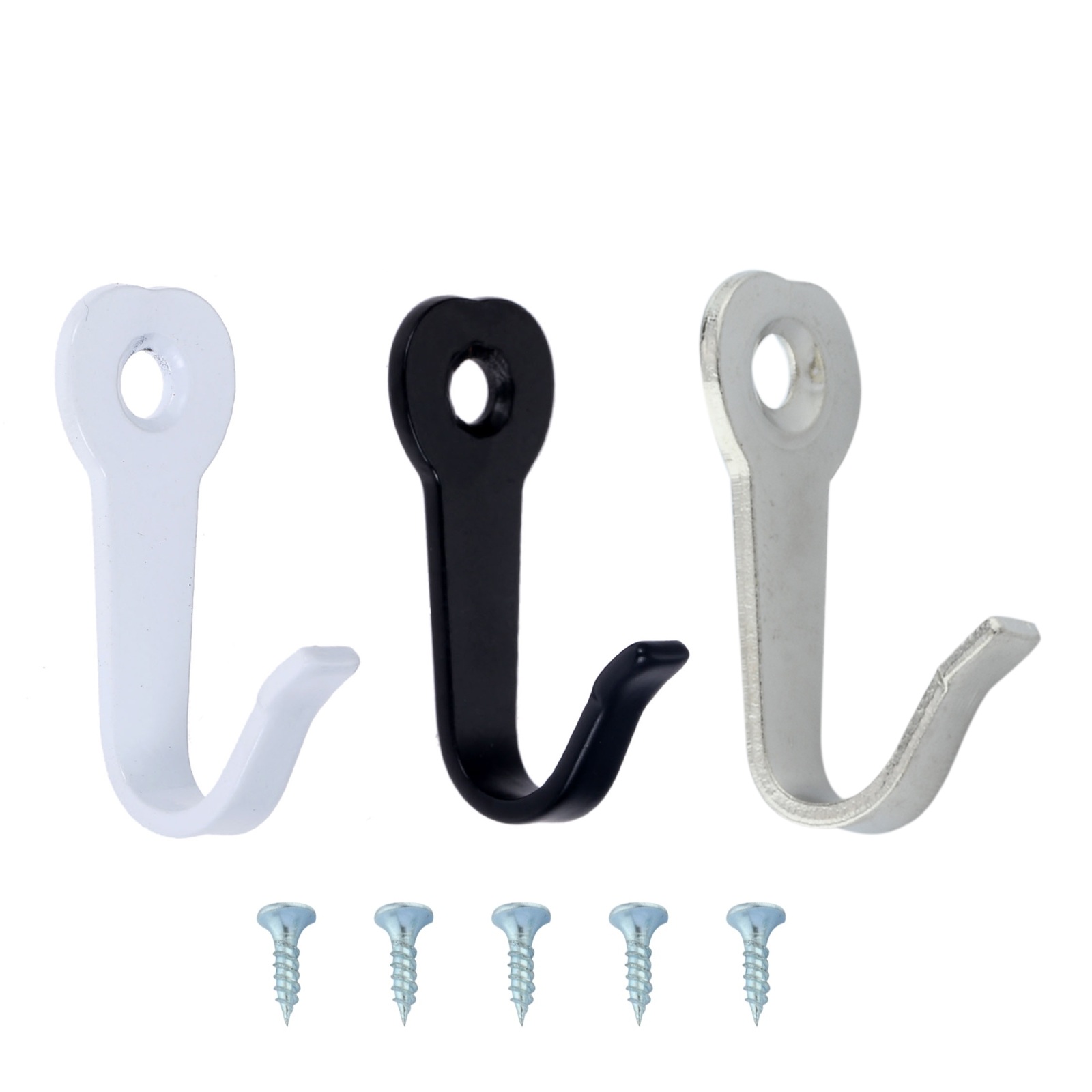 5Pcs Haken Mini Legering Hangers W/Schroeven Wandmontage Opknoping Rustieke Toetsen Jas Zak Hoed Handtas Badkamer Keuken 40Mm Zwart/Wit