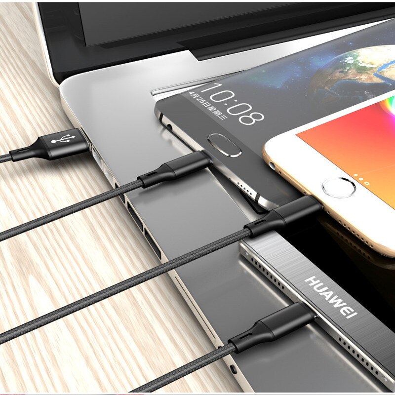 3 em 1 usb cabo de carga rápida 2.5a para carregador micro cabo usb para android usb e tipo-c cabo de carregamento rápido portátil cablei