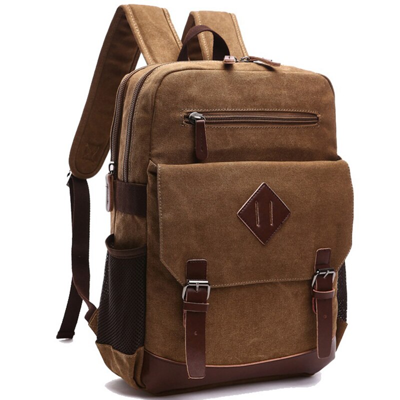 Mochila informal para hombre, Mochila Retro de lona para estudiantes universitarios, Mochila de viaje para hombre, bolsas multifunción para portátil, Mochila Vintage CG: Marrón