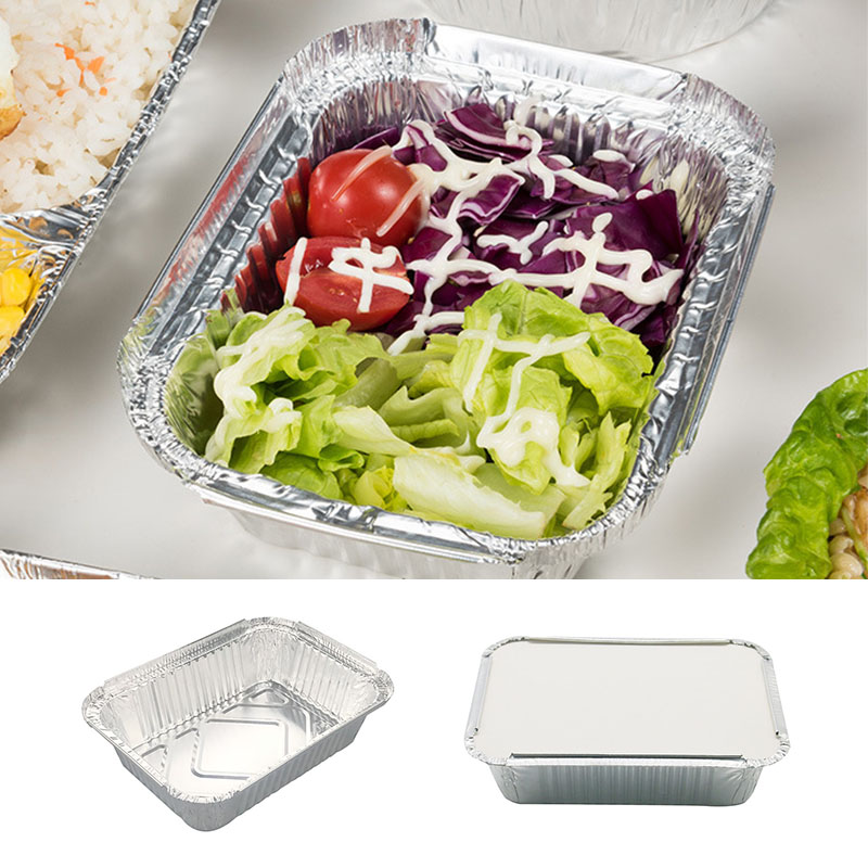 10Pcs Disposable Aluminum Foil Lunch Box Grease Drip Pans Grill Catch Tray With Lid Kitchen Supplies Tableware Accessories