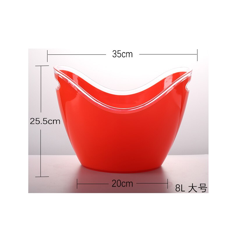 Large Transparent Ice Bucket Portable Fridge Beer Champagne Wine Bucket Ice Grain Bucket Bar Lid Space Saving Cube Maker Tools: red8l