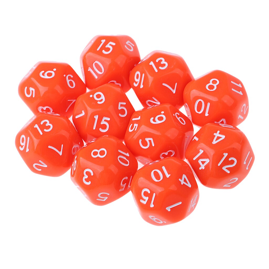 16-Sided D16 Acrylic Dices Table Game Accessory Toys for DND MTG TRPG 10Pcs