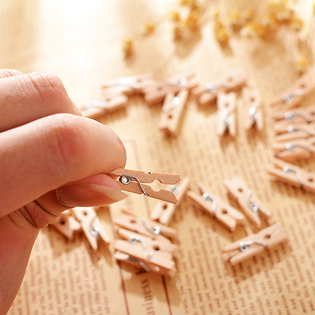 Clips de madera para álbum de fotos, Mini pinza para ropa, para colgar en la pared, 50/100/200 unidades