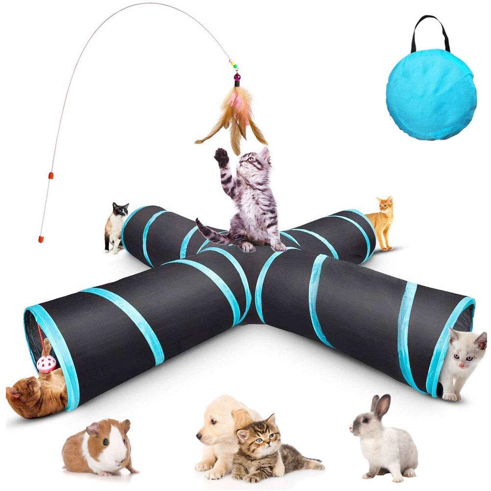 Een set van 5 kattenballen – interactief kauwspeelgoed gemaakt van kauwbaar katoengaren. De felgekleurde wollen ballen hebben ingebouwde belletjes in