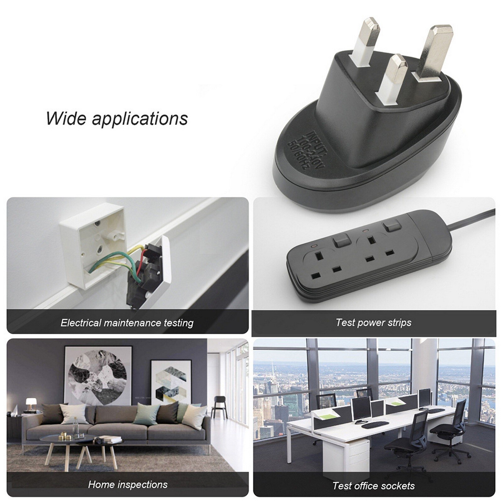 Household Socket Tester Power Polarity Test Phase Detector Leakage Switch Tester EU/US/UK Plug