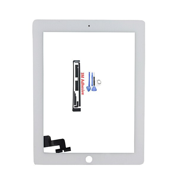 Tablet Touch Screen for iPad2 A1395 A1396 A1397 Digitizer Front Pane Replacement Touchscreen + Tempered Glass Middle Frame: Only White Screen