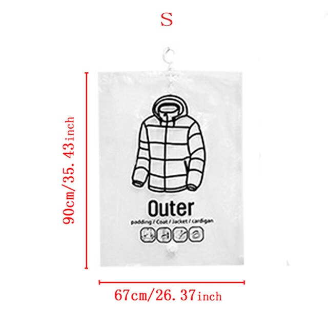 Opknoping Transparante Vacuüm Opbergtas Kast Ruimte Besparen Organizer Houders Opvouwbare Tassen Pack Kleding van kleding stofkap: S