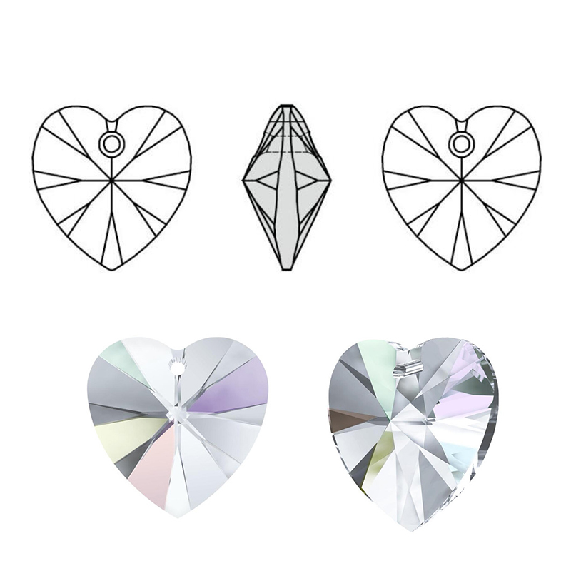 Best 14mm 28pcs/pack charms love heart crystal AB glass beads crystal beads gems for Jewelry making Necklaces Earrings