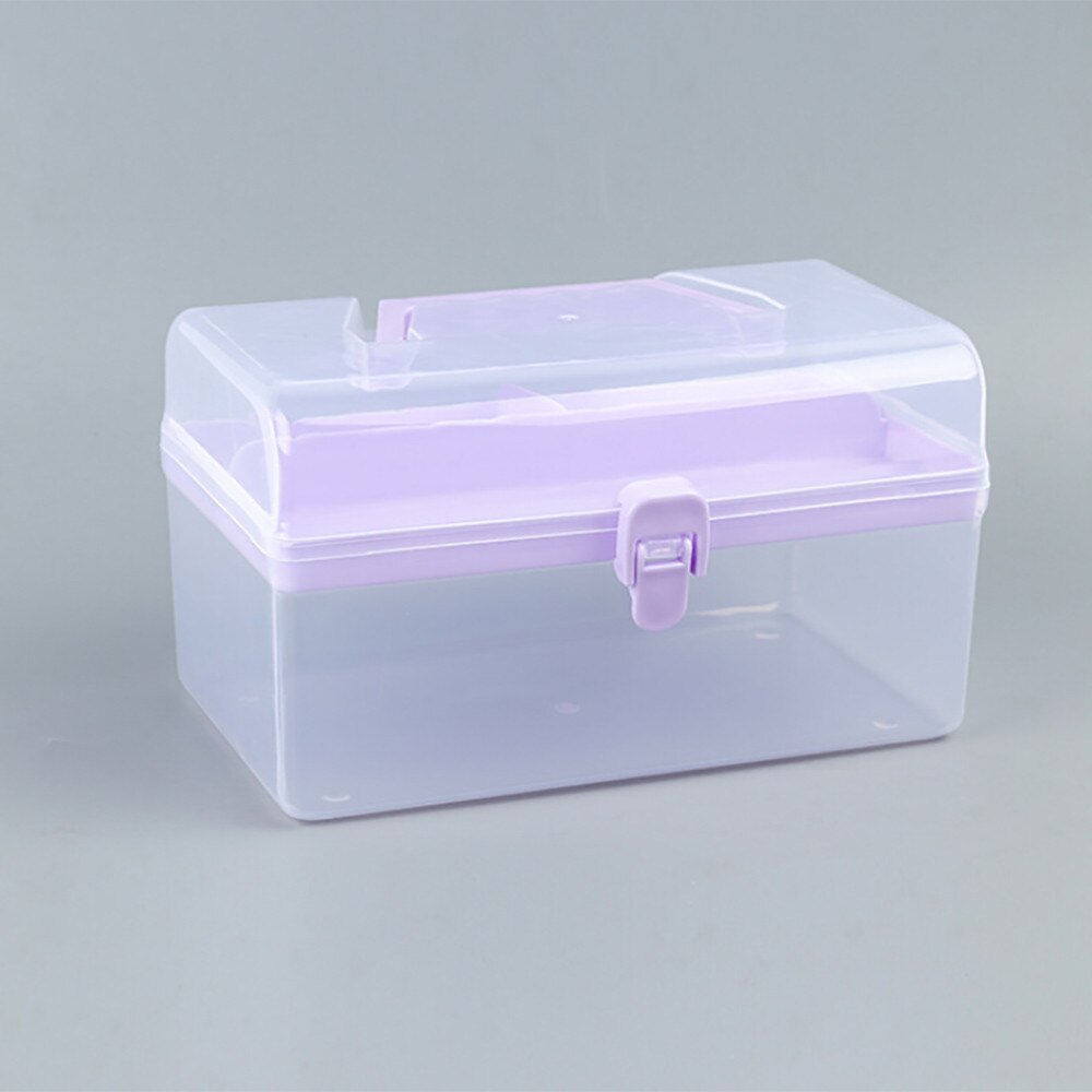 F# 2 Layer Clear Plastic Tool Kits Storage Case With Handle Multipurpose Portable Tool Chest Cabinet Organizer Box