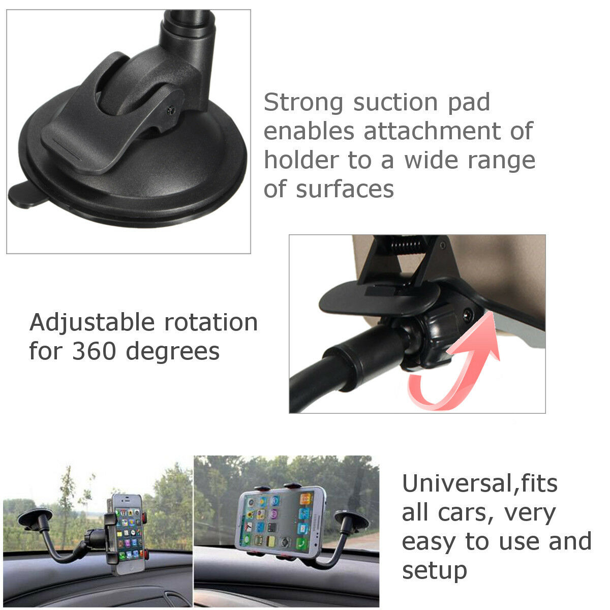 Universele Auto Bracket 360 ° Voorruit Dashboard Telefoon Houder GPS Cellphone Auto Interieur Beugel Accessoires