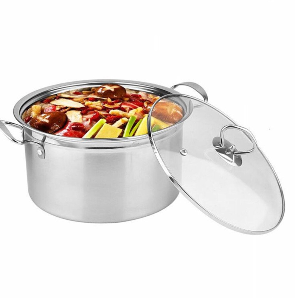 1Pc Induction Cooker Gas Cooker Universal Pot Soup Pot Bottom Stainless Steel Anti - Overflow Anti - Stick Pot(Silver)