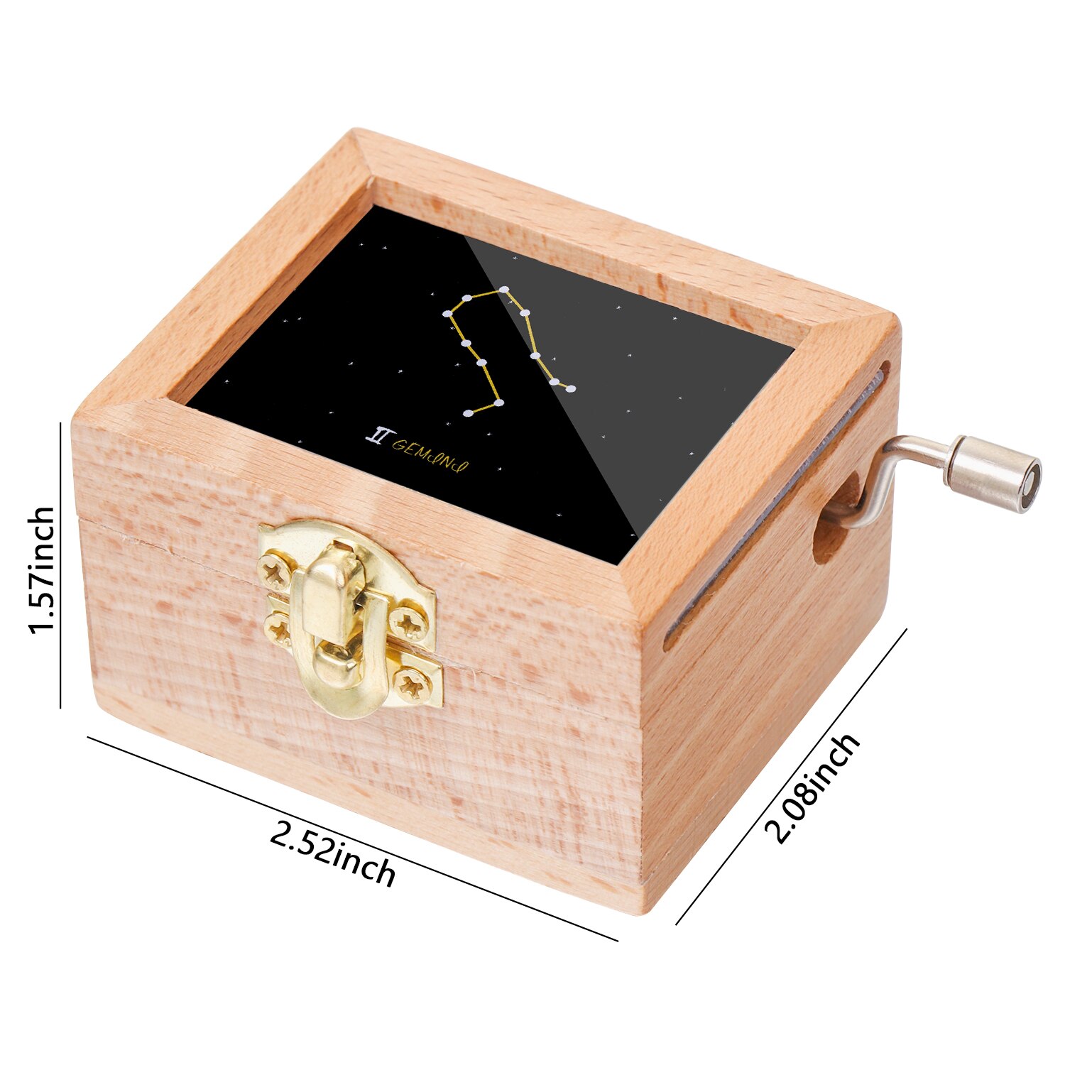 1PC Antique Music Box Wooden Hand Crank Classical Musical Boxes Children's Birthday Mother's Thanksgiving Day Memorial: Gemini NO Mirror