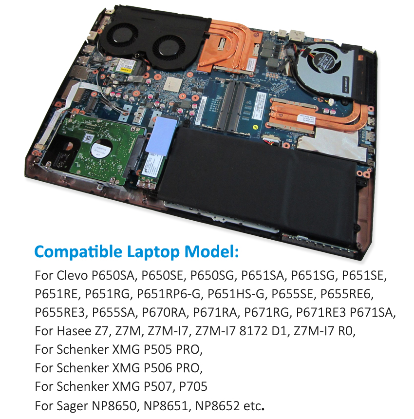 KingSener P650BAT-4 Laptop Battery For Clevo P650 P651 P655 P671 RA P670-RG SAGER NP8650 NP8651 NP8652 6-87-P650S-4U311 60Wh
