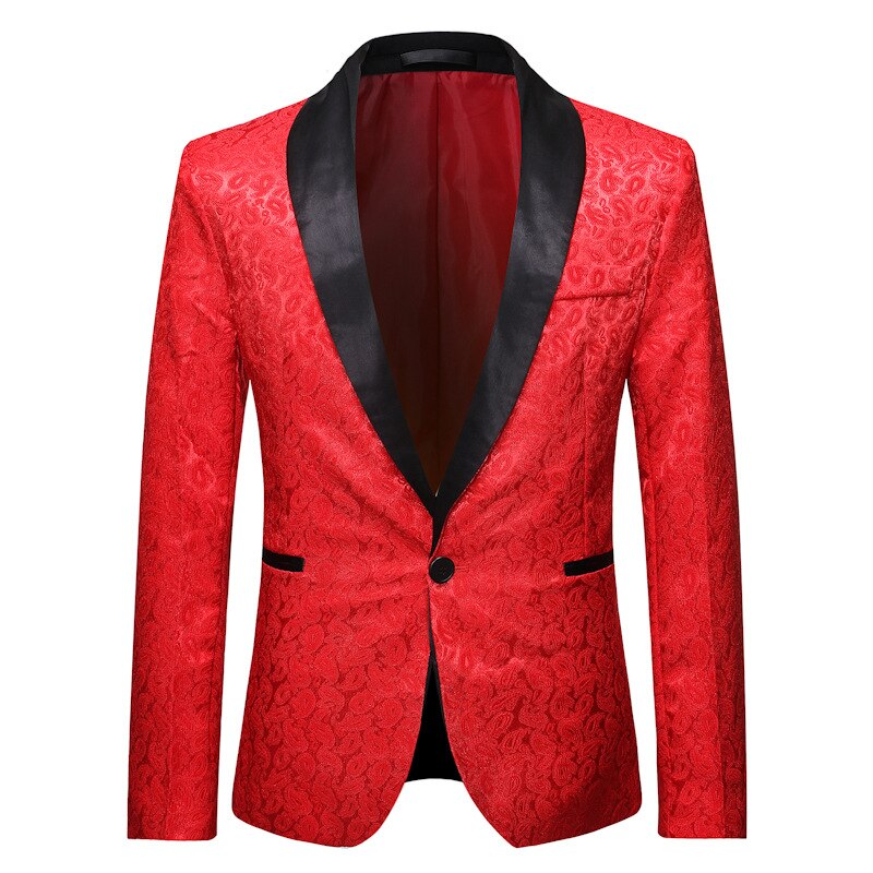 Men's Long Sleeve Shirt Printing Jacket Nightclub Dress Men's Solid Color Stage Host Party Banquet Jacquard SuitDaZT-X36