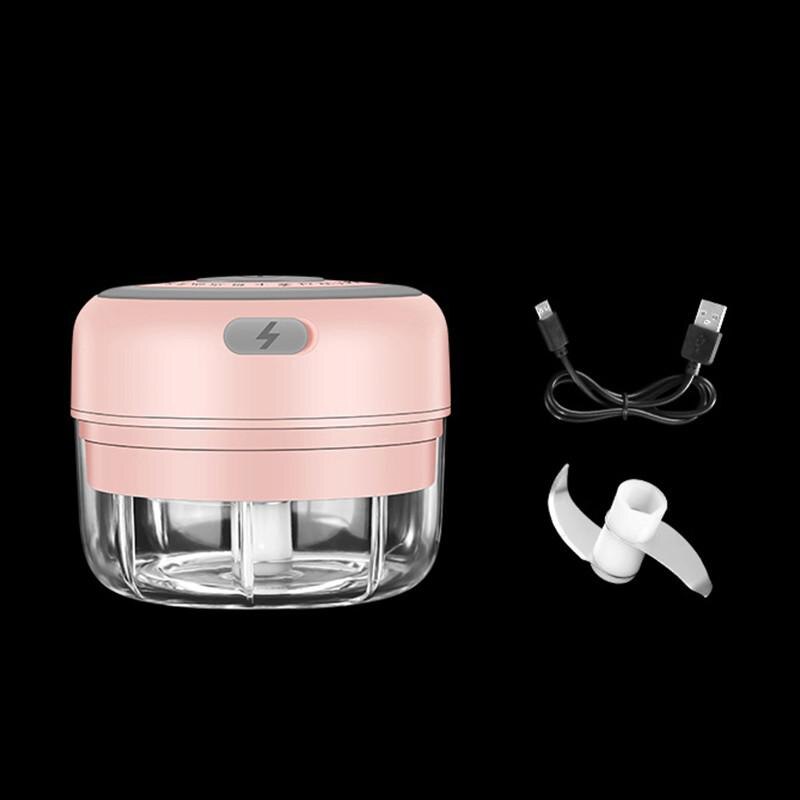 Elektrische Keuken Chopper Knoflook Stamper Vleesmolen Mini Voedsel Knoflook Groente Chili Chopper Crusher Oplaadbare Keukenmachine: Pink 100ML