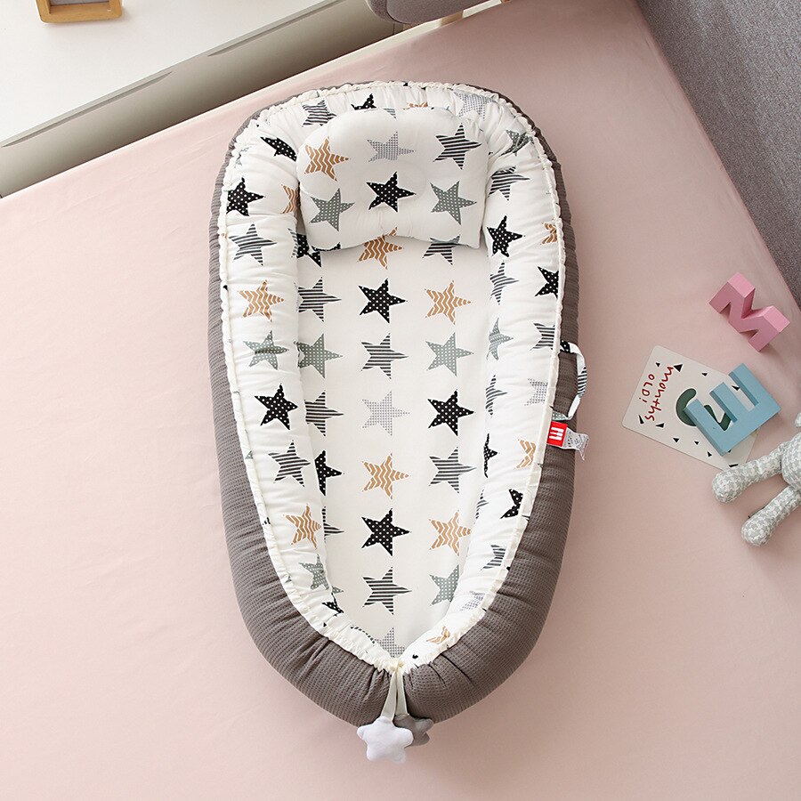 Cuna plegable desmontable para bebé, cuna biónica multifunción para viajes al aire libre, portátil: Dark grey lady star