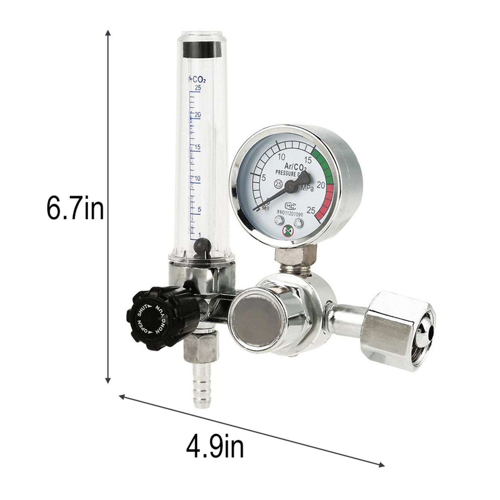 G5/8 0-25MPa Argon Regulator Argon Flow Meter Air Pressure Regulator Gauge For Weld Mig Tig Welding Pressure Reducer Flow Meter