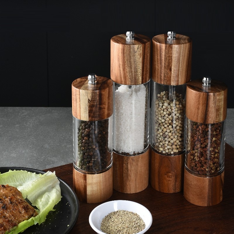 1 st pepparkvarn genomskinlig salt- och pepparkvarn saltmalning keramisk kärna multifunktions cruet köksredskap