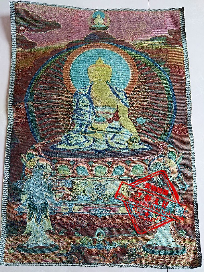 24"Tibet Silk Embroidery art thangka sakyamuni Medicine Buddha statue Tangka family wall decorated the mural