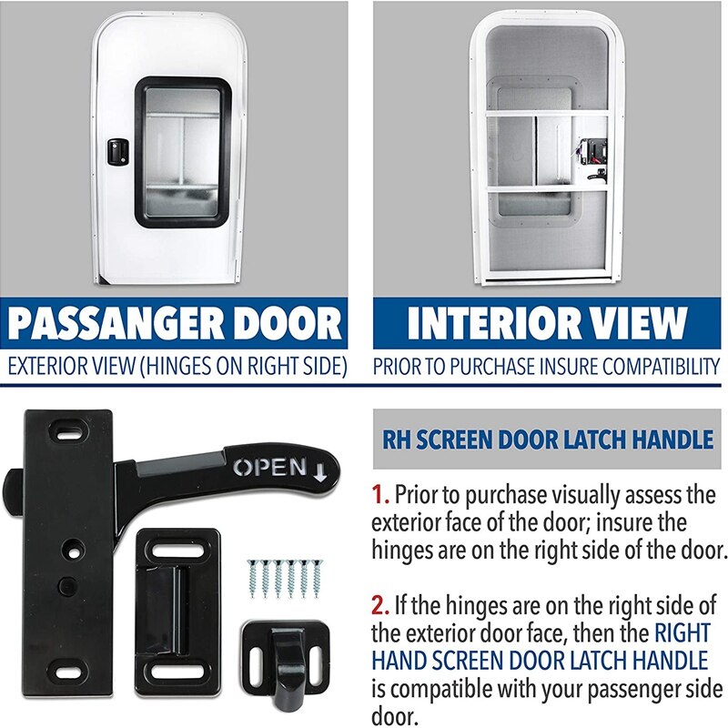 Door Handle RV- Screen Door Latch Right Hand Handle Kit-Camper Motorhome Travel Trailer RV Accessories
