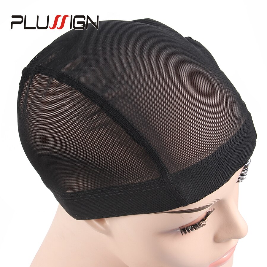 Plussign – bonnet de perruque en maille, 2 Styles, noir, 52Cm-56Cm, confortable, respirant, en Spandex, avec bande élastique pour la fabrication de perruques