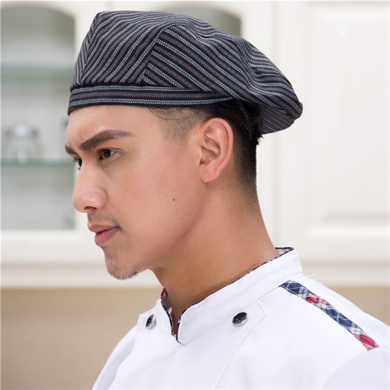 Mænd kvinder mesh patchwork kok restaurant køkken madlavning arbejdstøj hatte baret hotel bakey cafe tjener åndbar kasket 56-58cm