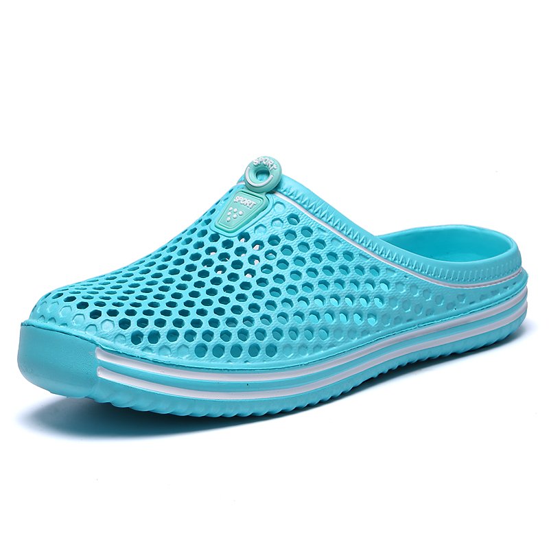 Slippers Cutout Clogs Shoes Men Women Garden Convenience Bathroom Slippers Non-slip Beach Sandals: Light Grey / 38