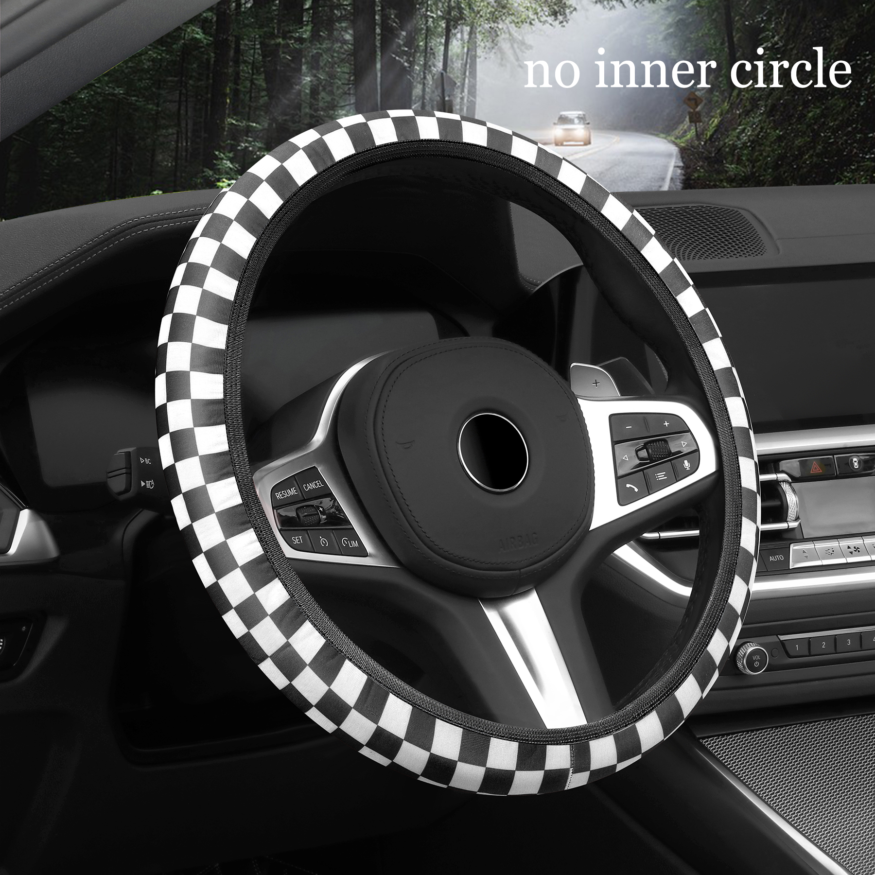 car steering wheel cover checkerboard without inner ring lattice elastic breathable non-slip handlebar cover