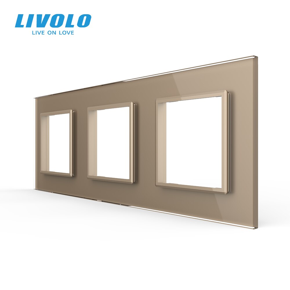 Livolo Luxe Witte Parel Kristal Glas, Eu Standaard, Triple Glass Panel Voor Muur Schakelaar &amp; Socket,VL-C7-SR/Sr/SR-12: gold