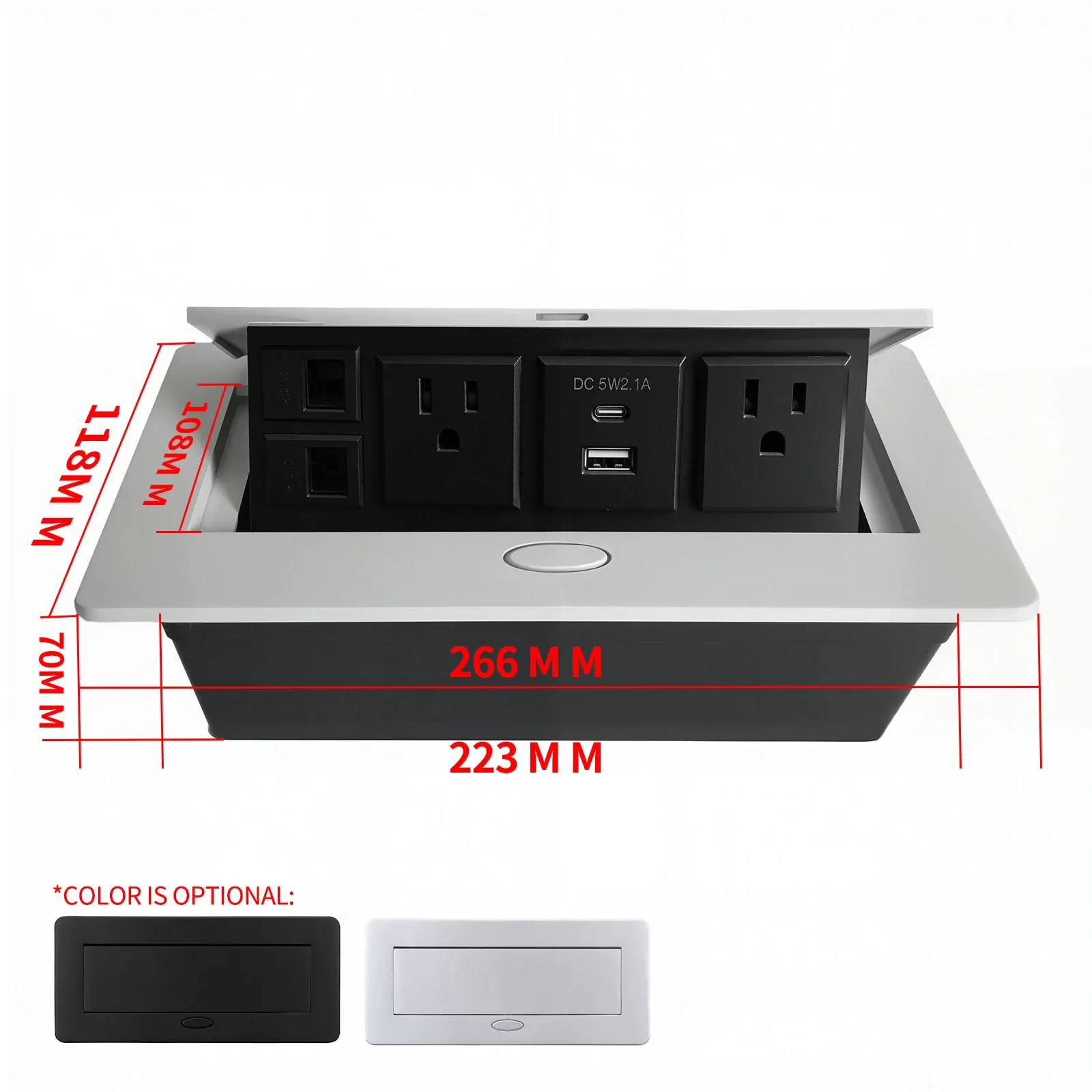 Tomada de Mesa Retrátil - USB-A/USB-C - Carregamento Rápido Tipo C - Estação de Carregamento Multifuncional: Prata / Tipo 17