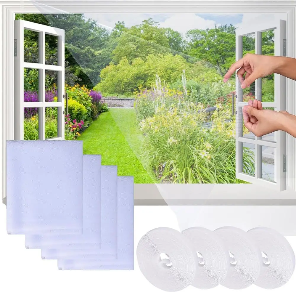 Sommar självhäftande fönsterskärm myggskyddande förhindrar flygande insekter osynliga nätgardiner avtagbar magnetisk skärmfönster