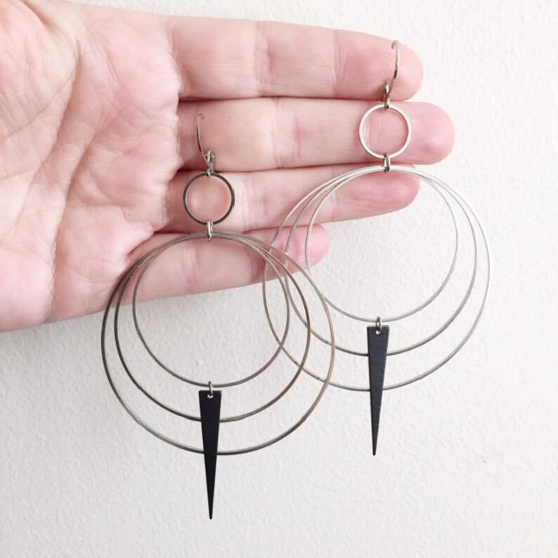 Modernist Metal Loop Earrings Phase Boho Hippie Statement Summer Long Creativity Jewelry Minimalism Women