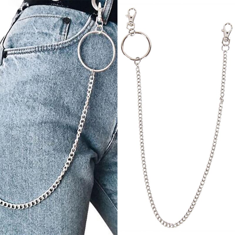 Heren Gothic Rock Broekketting Met Schedel - Zwarte Leren Portemonnee Ketting Met Riem