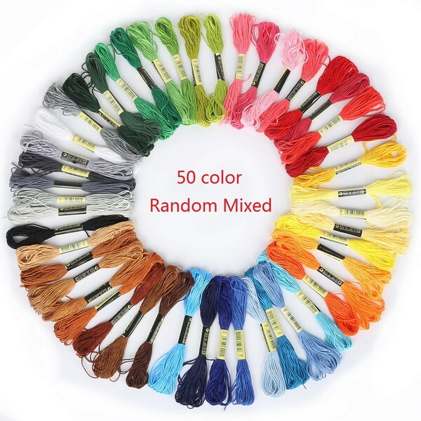 8- serie flerfarvet korssting manuel syning / polyester bomuldsbroderi tråd håndværk sy tilbehør: 50 farver blandet
