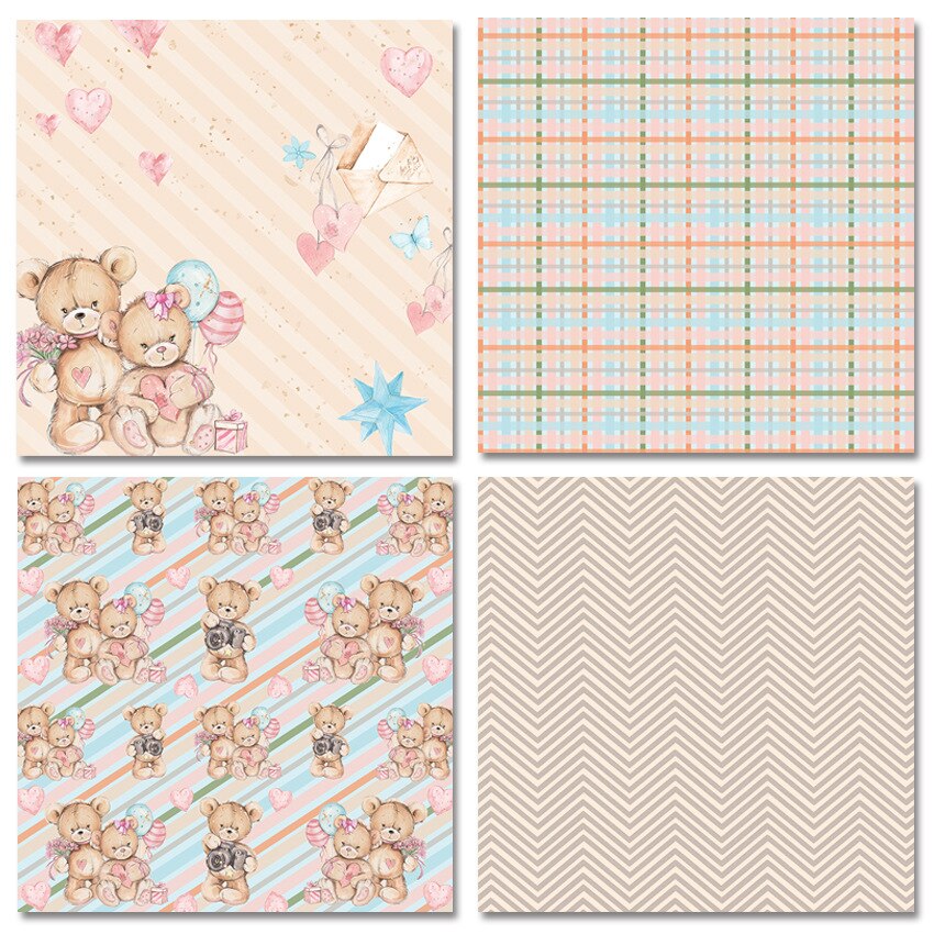 12/24 sheet Cute Cat background paper pad Puppy Bear Origami Papers for Card Making album Scrapbook craft supply
