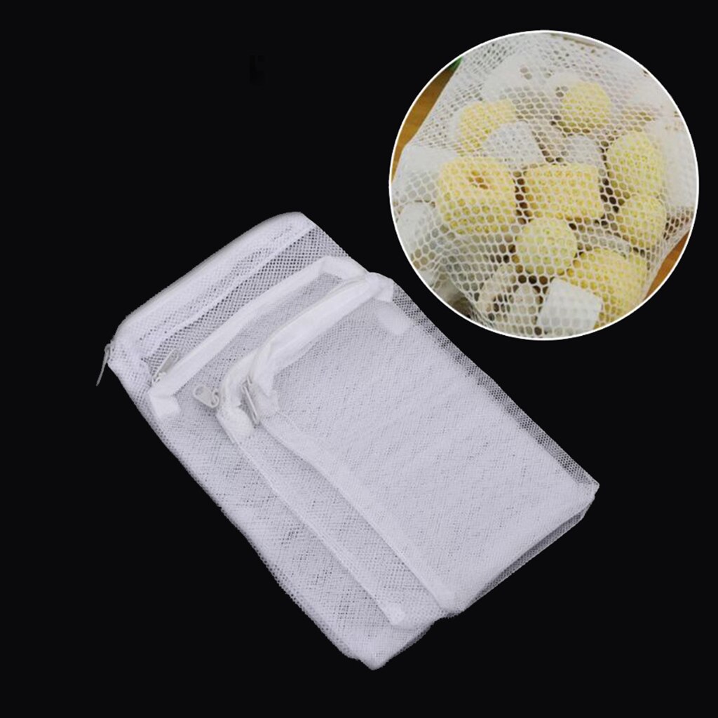 5Pcs Aquarium Filter Zakken Aquarium Media Mesh Netto Filter Zakken Met Rits Voor Pelletized Actieve Carbon Bio Ballen keramische Ringen