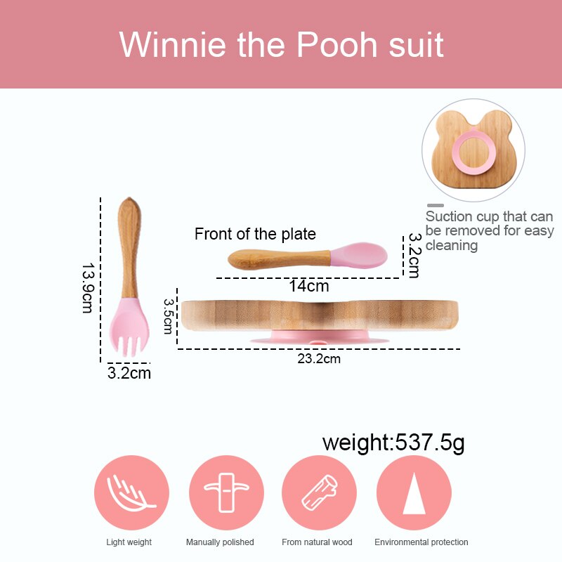 Wooden baby dinner plate animal shape dishes children's feeding and feeding set children's baby tableware