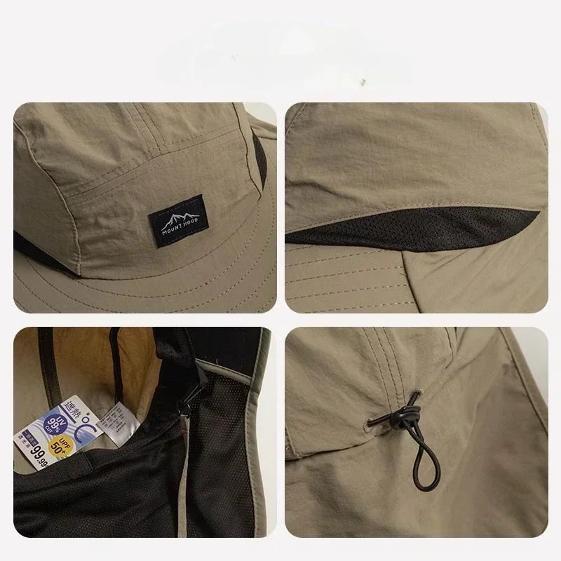 Zomerhoed met brede rand, petten met nekbescherming, unisex bucket hats, outdoor zonneklep, sneldrogende panamahoed, zonnebrandcrème, pet voor vissen en wandelen.