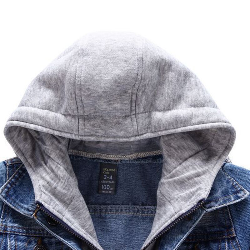 Boy Denim Jackets kids jeans coat Children splice Outerwear clothing Spring Autumn boy hooded sport Clothes Jacket for boy