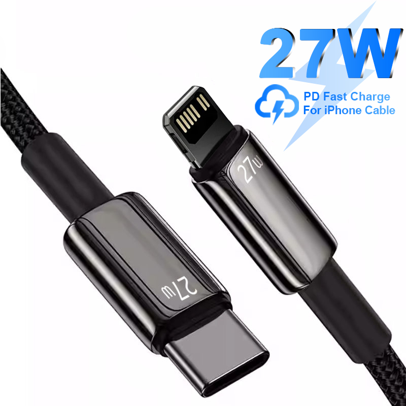 Til apple  pd 27w usb c opladerkabel til iphone 14 13 12 11 max mini x xs  xr 7 8 plus hurtigopladningskabel type c tilbehør
