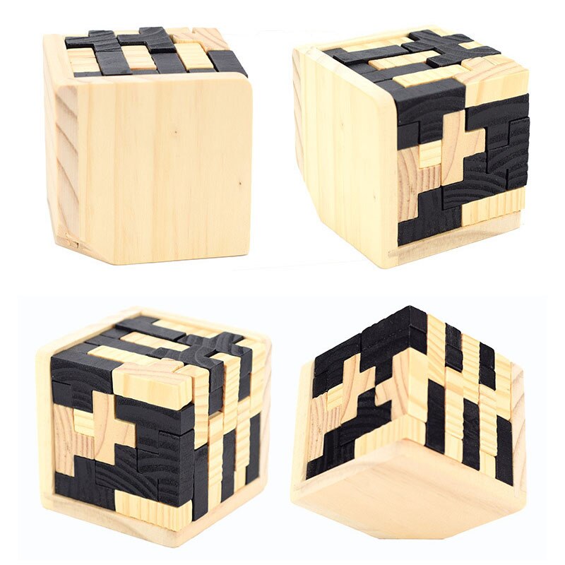 Kinderen 3D Houten Kubus Puzzel 54T Kong Ming Grijpende Iq Educatief Speelgoed Kids Leren Speelgoed Volwassenen 7x7x7cm
