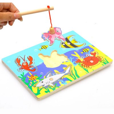 Huilong Komen Kinderen Educatief Magnetische Vissen Game Baby Ouder-kind Interactie Hout Puzzel Speelgoed Magnetische Vissen